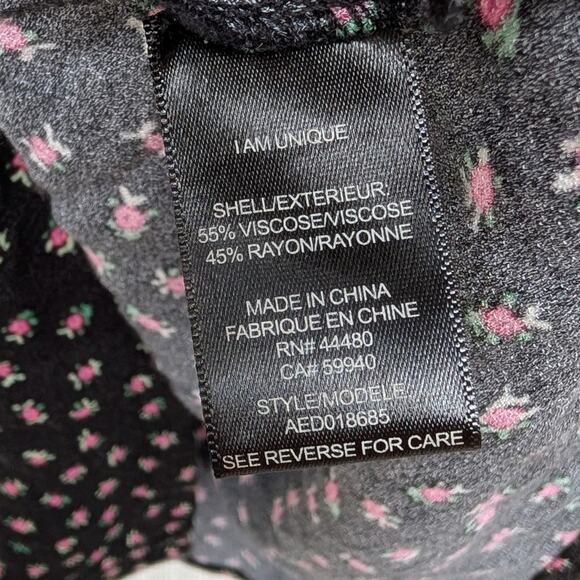 AFRM Black Floral Print Trixie Long Ballon Sleeve Midi Maxi Dress, size M - Picture 9 of 10